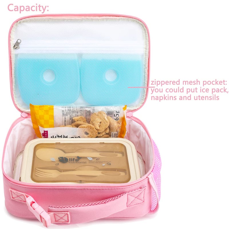 FlowFly Kids Lunch box Insulated Soft Bag Mini Cooler Back to School Thermal Meal Tote Kit for Girls, Boys, Glitter-Unicorn - Image 4